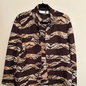 Chico's Zebra Pattern Blazer in Brown and Cream